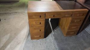 Mid-Century Wooden Teacher's Desk - Handmade