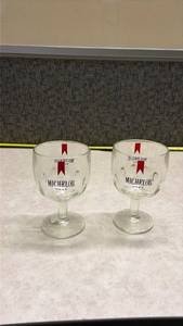 lot 1088 image: 2 Michelob Beer Goblet Glasses with Red Ribbon. (SS)