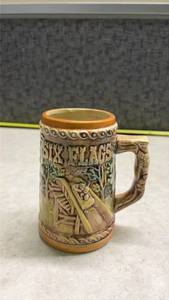 lot 1093 image: Six Flags Souvenir Ceramic Beer Stein. (SS)