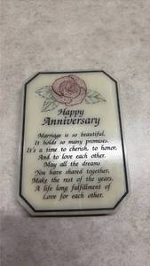 lot 1106 image: Decorative Anniversary Plaque with Rose Design. (SSGrandma)