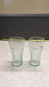 lot 1186 image: 2 Coca-Cola Glass Contour Drinking Glasses