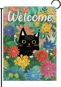 lot 2101 image: Black Cat Welcome Garden Flag
