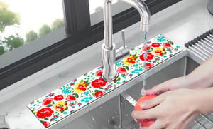 lot 2116 image: Floral Kitchen Sink Mat with Drainage Hole