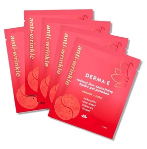 Bundle of 3 Boxes of DERMA E Retinol + Bakuchiol Under Eye Patches (15 Pairs) Non-Irritating, Line Smoothing Hydro Gel Eye Patches with Rose Water & Real Hibiscus Petals, Helps Reduce Fine Lines, Crows Feet & Wrinkles
