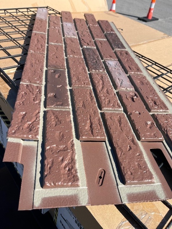 lot 90 image: Bundle of 7 Faux Brick Weatherproof Panels 4 x 18 each