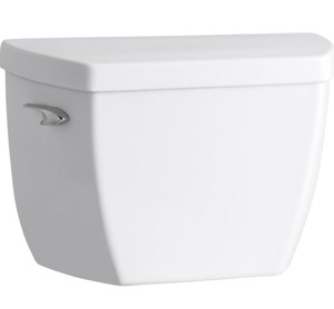 lot 175 image: KOHLER K-4645-0 Highline Classic Toilet Tank, Pressure Lite Toilet Tank, Tank for Toilet, 1.6 GPF, White Retails $327