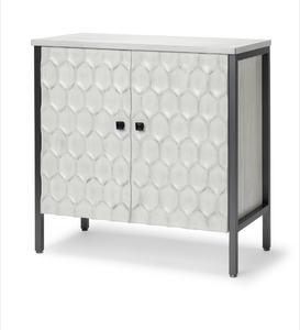 Mercana Savannah White Fir Veneer w/ Gray Metal 2-Door Accent Cabinet 68267 (see pictures and descriptions) - Retail: $2,020