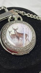 Decorative Deer Scene Pocket Watch