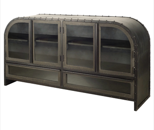 Mercana Gehry I 62.3X16.5 Black Metal Frame w/Wood Accent 4 Cabinet Door Two Drawer Sideboard 67532, (see pictures and description) - Retail: $1,999
