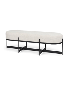 Mercana Amelia 55.0L x 18.0W x 18.0H Cream Boucle w/Black Metal Upholstered Bench 69836 18 H x 18 W x 55 D - Retail: $1,009