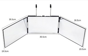 3 Way Mirror with 10x Magnifying Mirror, 360 Trifold Mirror with Height Adjustable Telescoping Hooks, Trifold Over the Door Mirror with Adjustable Hooks, Portable Makeup Mirror to See Back of Head - Retail: $23
