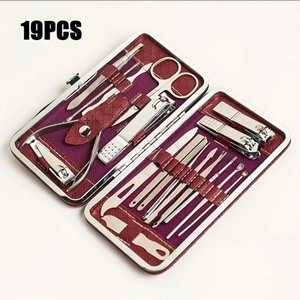 lot 5113063 image: Suizaomo Nail Clippers Set for Men and Womens Gift Manicure Set 19 Pieces Stainless Steel Manicure Kit,Nail Care Tools with Luxurious Travel Case - Retail $12