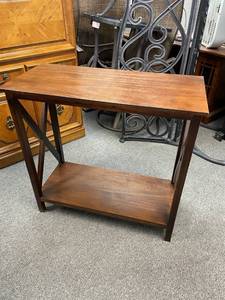 lot 107 image: Brown entry table 30 x 31 x 14 in
