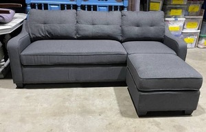 Gray couch 29 x 84 x 30 in with ottoman 18 x 25 x 25 in