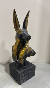 lot 1008 image: Egyptian Anubis Statue with Hieroglyphic Base 18 inches tall