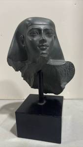 lot 1010 image: Egyptian Style Pharaoh Head Sculpture with Hieroglyphics 11 inches tall