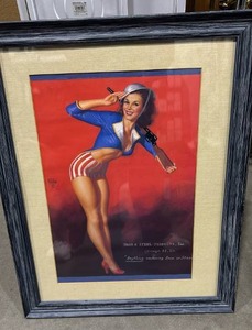 Framed 1940s Iron & Steel Products Pin-Up Advertisement Print 27x21