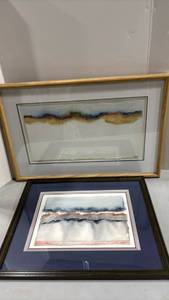 lot 1040 image: Church Framed Abstract Watercolor Horizon Series largest is 18x28