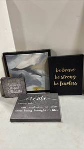 lot 1044 image: Inspirational Wall Art Collection with Abstract Painting