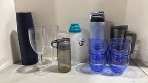 lot 1053 image: Mixed Drinkware Collection - Water Bottles and Glasses