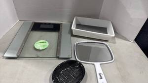 lot 1079 image: Scale, handheld mirror and more