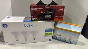 lot 1105 image: Light bulbs and trash bags