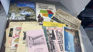 lot 2070 image: 1965 Ozark Frontier Trail History book, old menus from restaurants and more