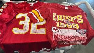 lot 2084 image: Kansas City Chiefs NFL Jersey and 1969 Super Bowl shirt