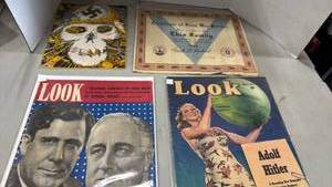 lot 2097 image: 1940s LOOK Magazine Collection with WWII Certificate and more
