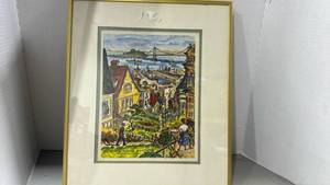 lot 2154 image: San Francisco Telegraph Hill framed wall decor 16x14