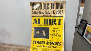 lot 2205 image: 1967 Al Hirt & Sergio Mendes Concert Poster print Oakland Coliseum 22.5x14