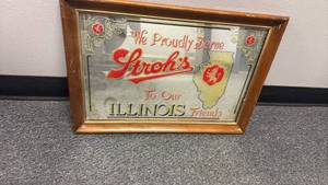 lot 2208 image: Strohs Beer Illinois Mirror Sign 15x21