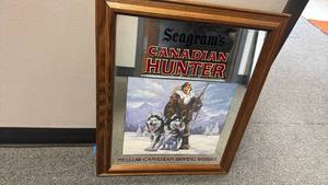 lot 2209 image: Seagrams Canadian Hunter Whisky Mirror Bar Sign 24x19