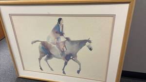 lot 2212 image: Framed signed canvas wall decor 31x41
