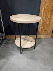 lot 3010 image: Modern Round Two-Tier Side Table.  23 x 18