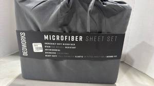 lot 3145 image: Bedworks Microfiber Sheet Set - Slate Gray TwinXL