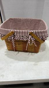 lot 4017 image: Longaberger Handwoven Basket with Red Stripe Liner