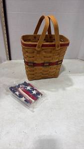 lot 4057 image: Longaberger Handwoven Market Basket with Patriotic Liner