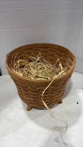 lot 4063 image: Longaberger Footed Waste Basket with Straw