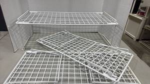 lot 5045 image: 3 White Metal Wire Closet Shelf Organizer 7.5x22x10