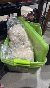 lot 3027 image: 3 Sterilite storage containers 2 lids and a throw blanket