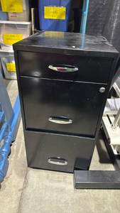 lot 3501 image: 3 drawer metal filing cabinet with keys 17.5x14x18