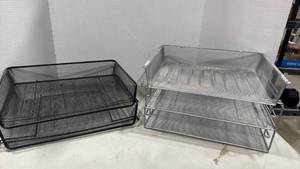 lot 3507 image: Metal Mesh Desktop Document Tray Organizers
