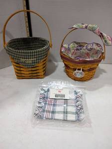 lot 4086 image: Longaberger Morning Glory Basket 2000 and September 1998 Basket with extra liner