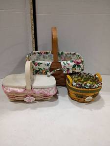 lot 4089 image: Longaberger Basket Collection - Hope, Peppermint and Another with Divided Plastic Liner