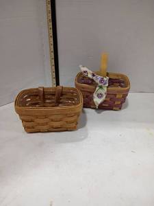 lot 4097 image: Longaberger Handwoven Small Baskets.  1984 and 1988