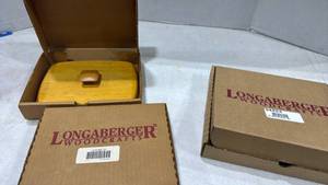lot 4135 image: Longaberger Woodcrafts lids for fathers day and deck the halls