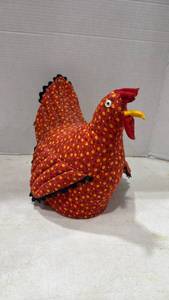 lot 4143 image: Decorative Red Floral Rooster fabric  Figure