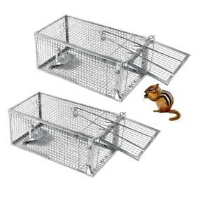 lot 3085 image: Chipmunk Trap -2 Pack, Squirell and Rat Trap Cages That Works, Humane Mouse Trap for Home  Catch and Release  Reusable and Durable  No Kill Animal Trap  for Inside Home and Outdoor Use