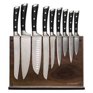 lot 3090 image: Stylish Large Magnetic Knife Holder - Holds 16 Knives - Walnut Wooden Knife Block Without Knives - Wide Kitchen Magnetic Knife Holder - Double Sided Kitchen Knife Storage Organizer Block